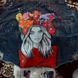 Floral Art Denim Jacket